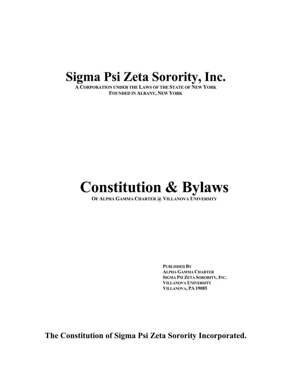 The Constitution of Sigma Psi Zeta Sorority Inc