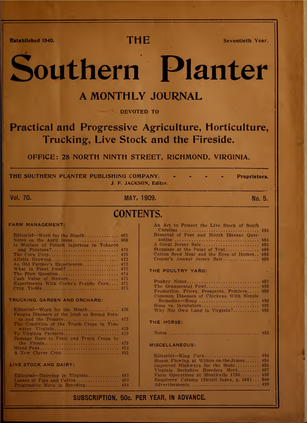 Southern Planter a MONTHLY JOURNAL