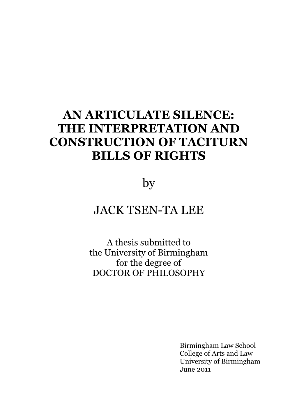The Interpretation and Construction of Taciturn Bills of Rights