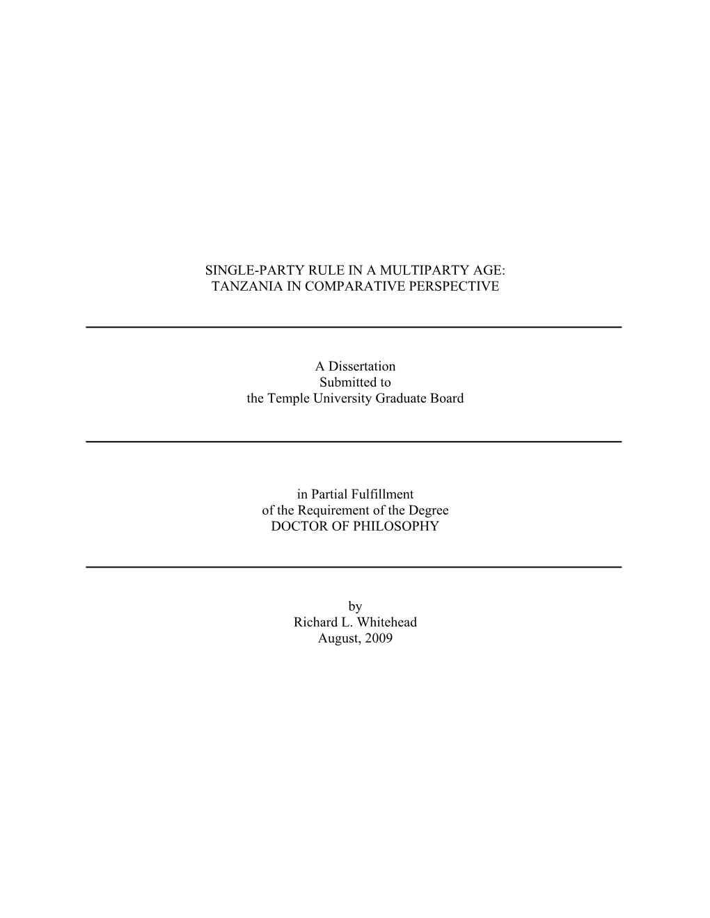 Single-Party Rule in a Multiparty Age: Tanzania in Comparative Perspective