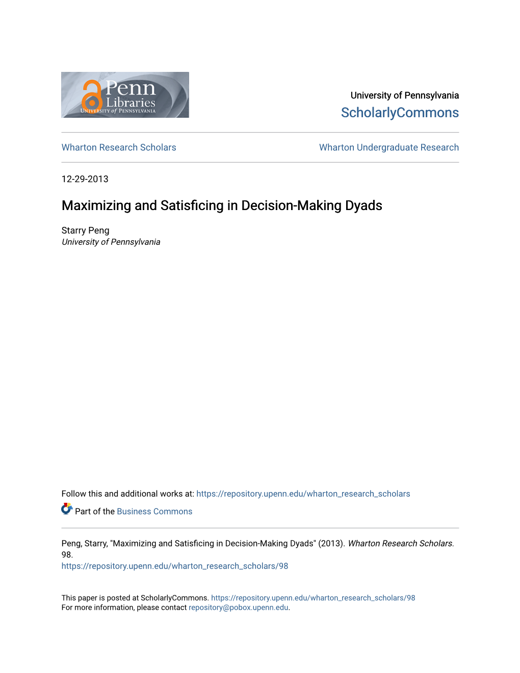 Maximizing and Satisficing in Decision-Making Dyads