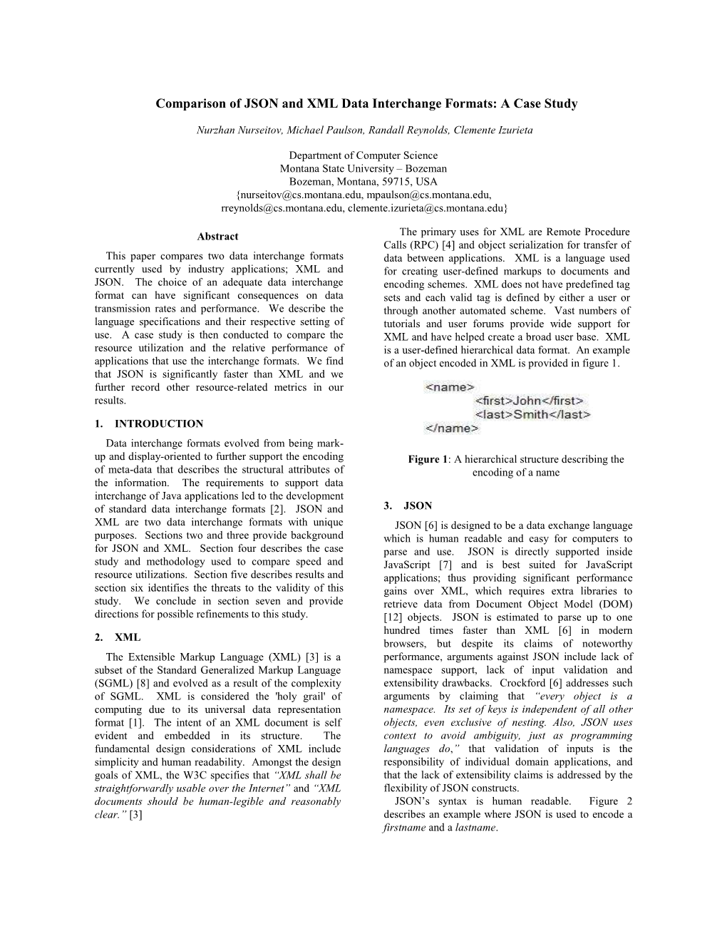 Comparison of JSON and XML Data Interchange Formats: a Case Study