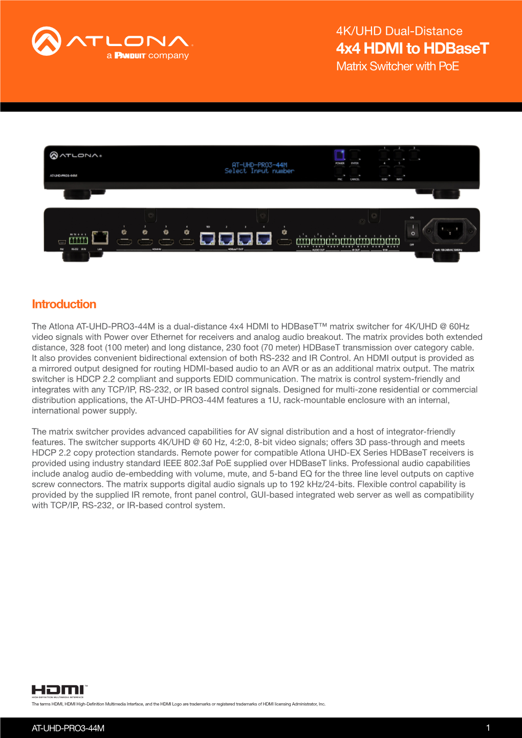 4X4 HDMI to Hdbaset Matrix Switcher with Poe