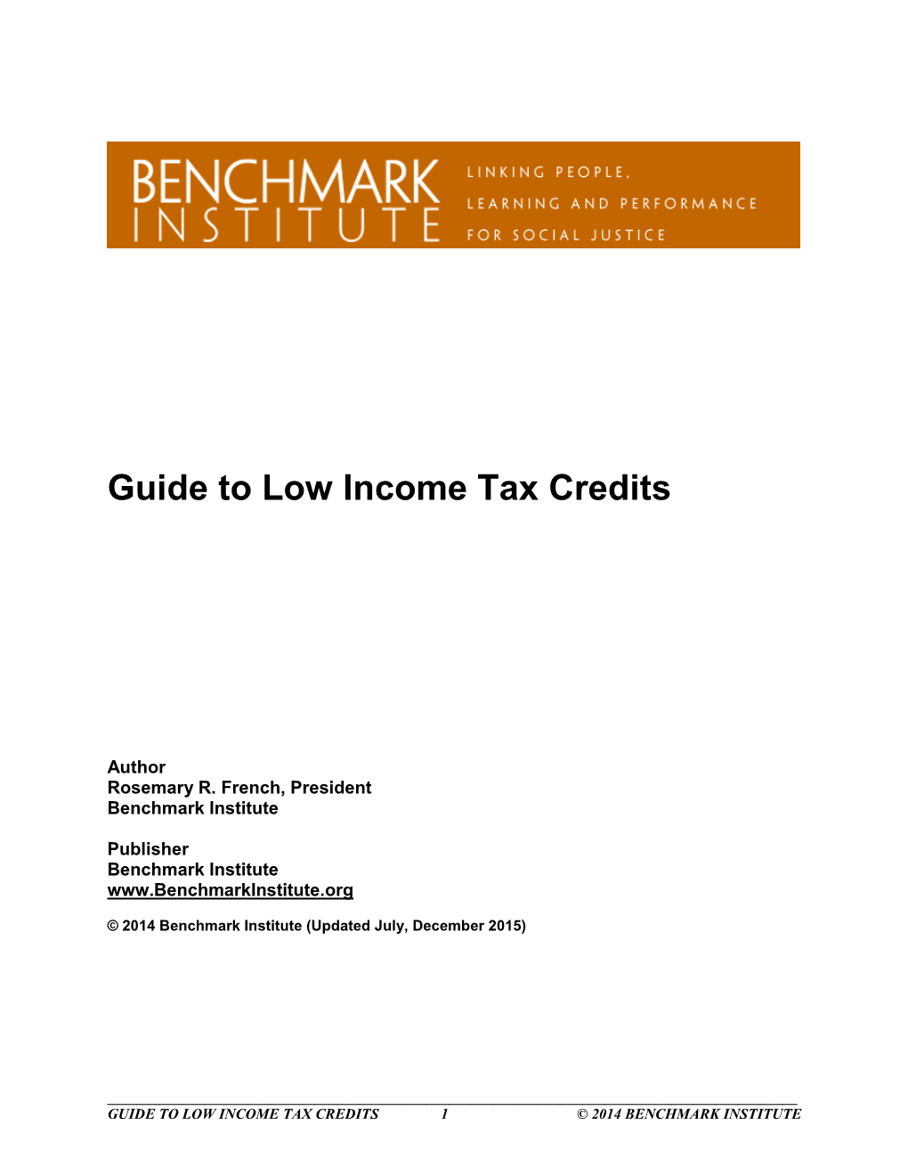 Guide to Low Income Tax Credits