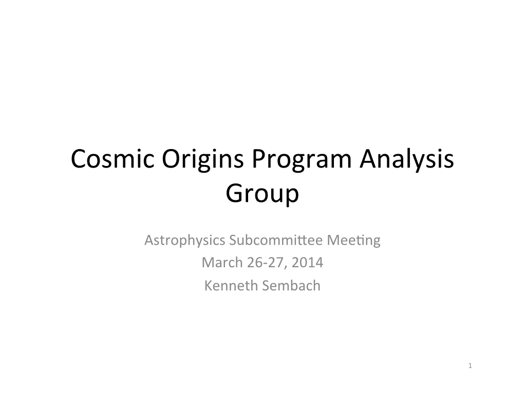 Cosmic Origins Program Analysis Group