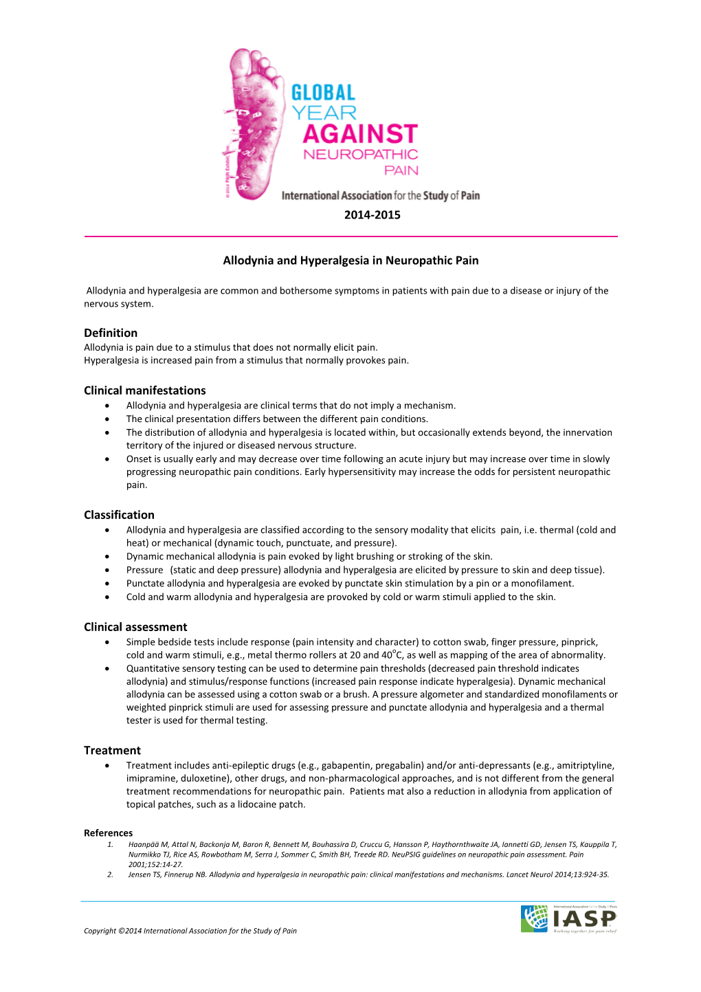 Global Year Against Neuropathic Pain