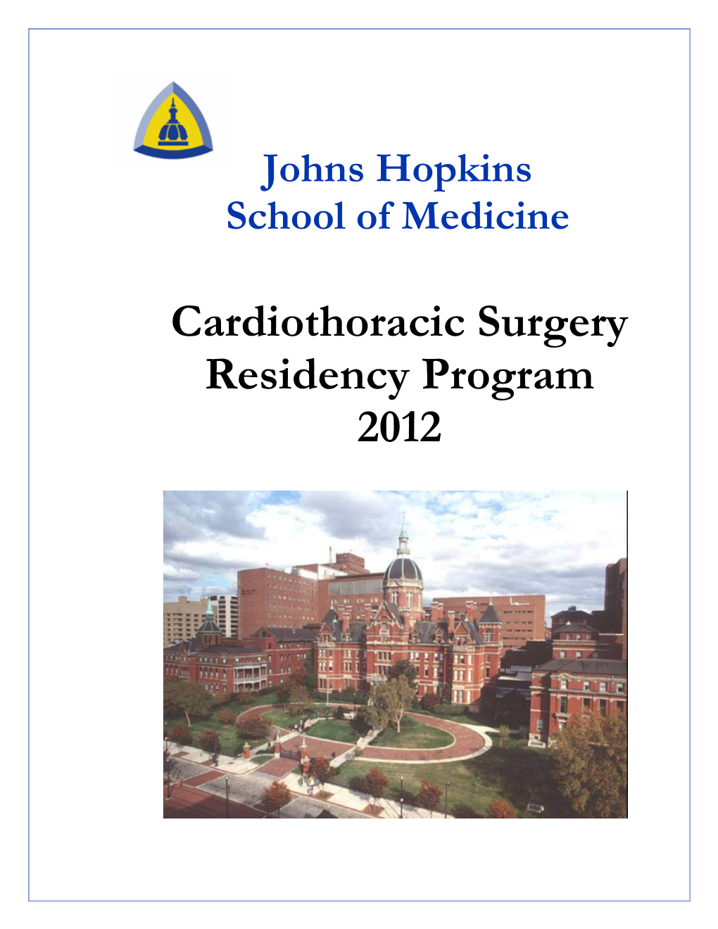 Cardiothoracic Surgery Residency Program 2012