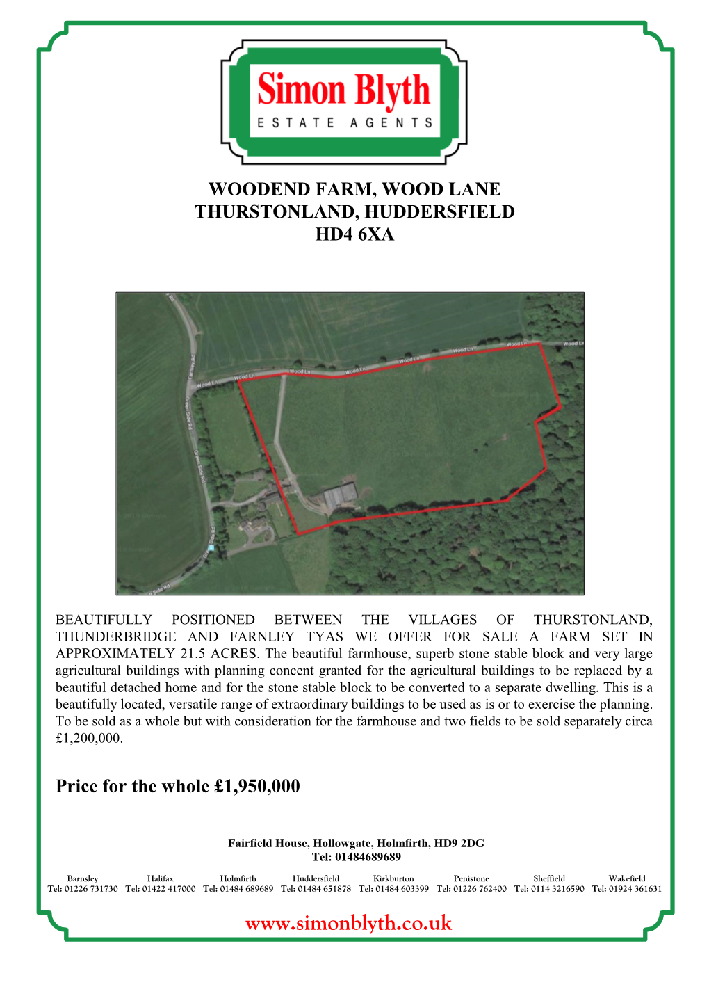Woodend Farm, Wood Lane Thurstonland, Huddersfield Hd4 6Xa