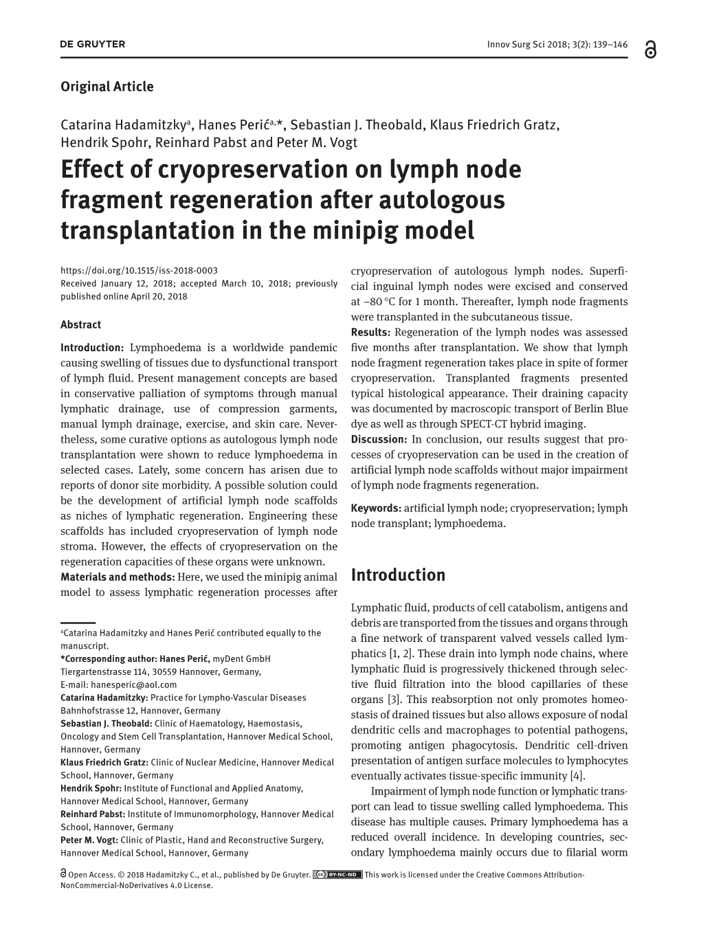 Effect of Cryopreservation on Lymph Node Fragment Regeneration After