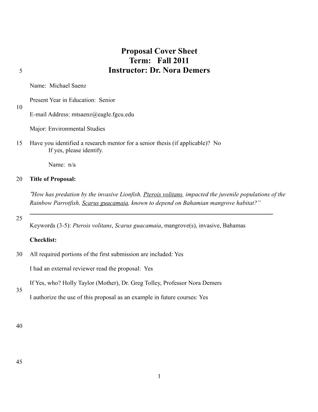 Proposal Cover Sheet s1