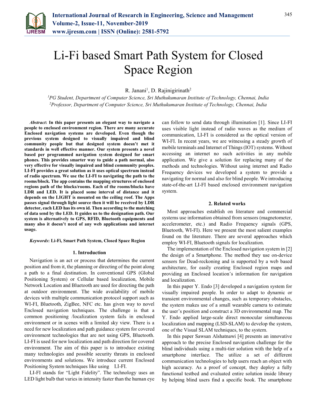 Li-Fi Based Smart Path System for Closed Space Region