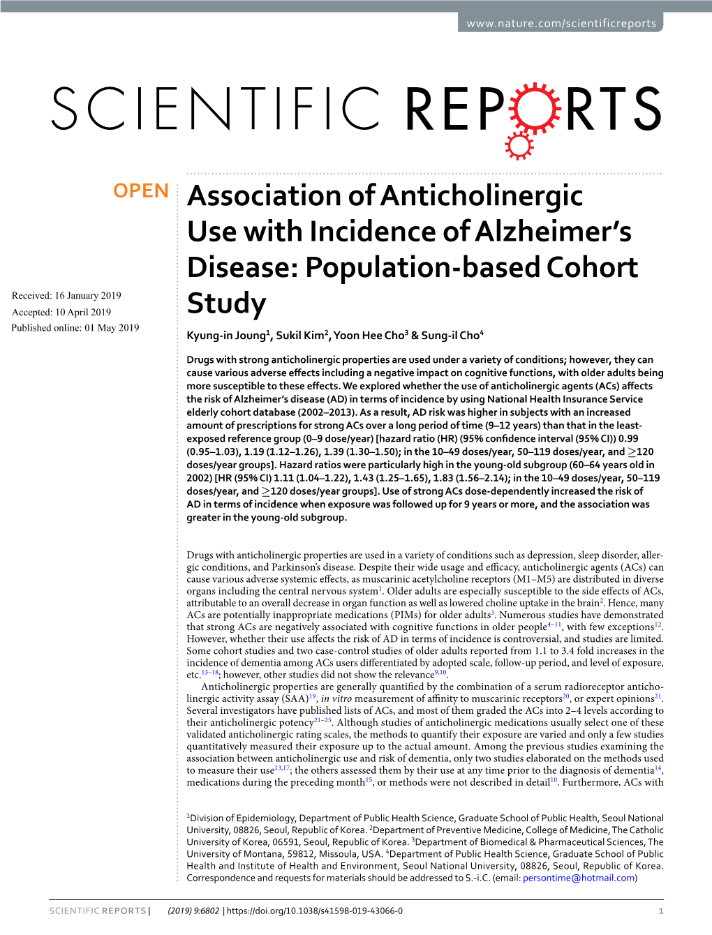 Association of Anticholinergic Use with Incidence of Alzheimer's Disease