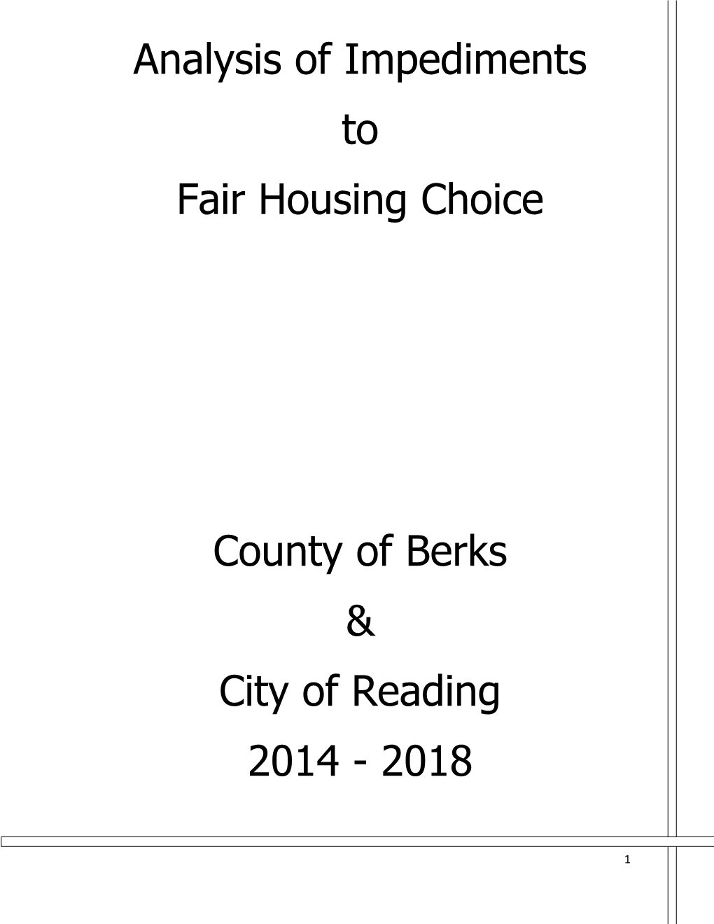 2014-2018 Analysis of Impediments to Fair Housing Study