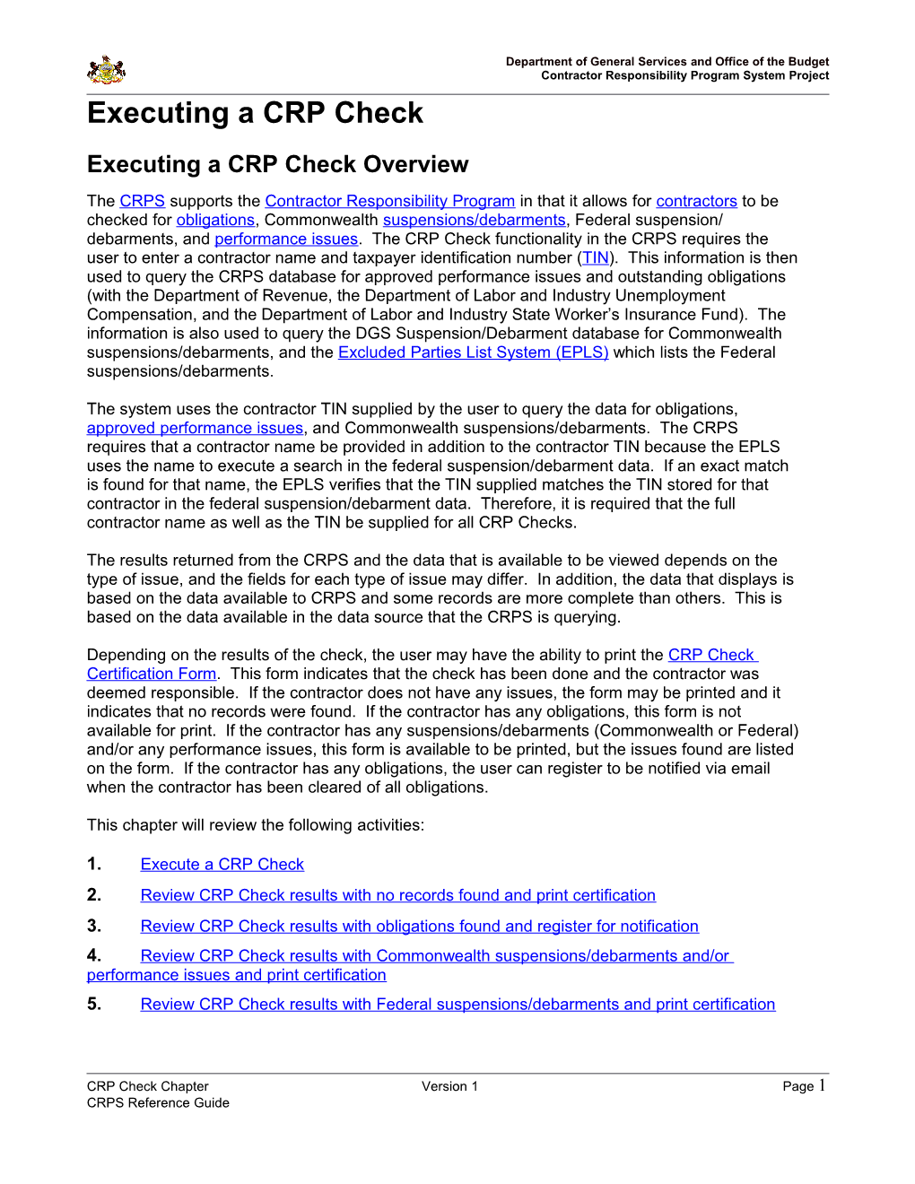 CRPS Reference Guide