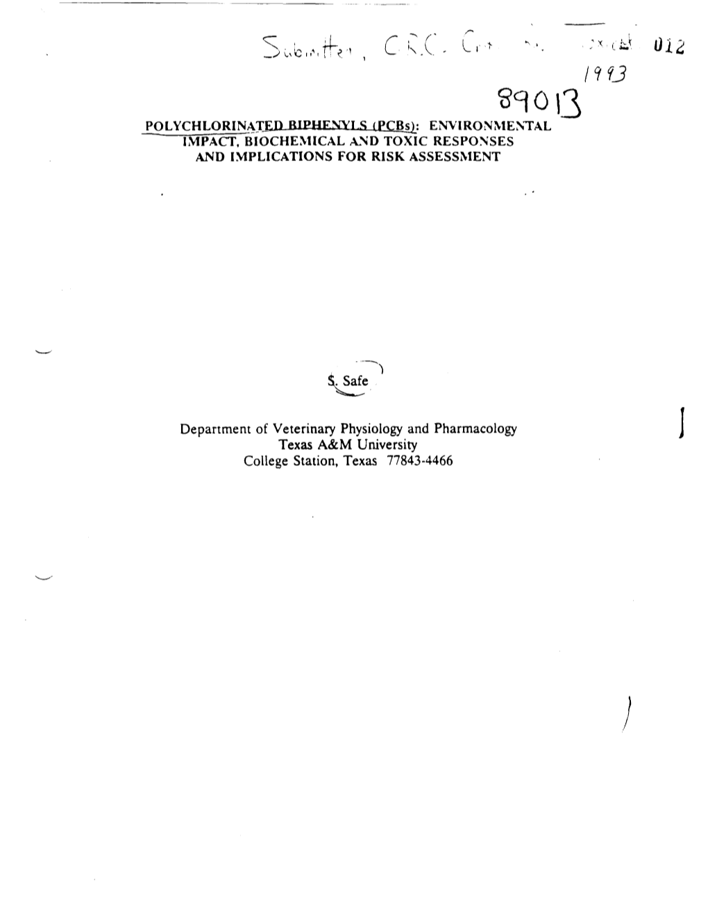 Pcb's Environmental Impact, Biochemical & Toxic