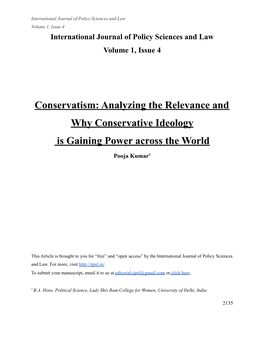 Conservatism: Analyzing the Relevance and Why Conservative Ideology Is Gaining Power Across the World
