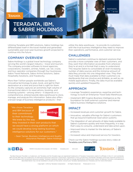 Teradata, IBM, & Sabre Holdings