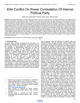 Elite Conflict on Power Contestation of Internal Political Party