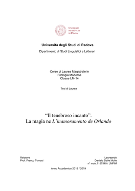 “Il Tenebroso Incanto”. La Magia Ne L'inamoramento De Orlando