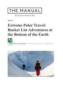 Extreme Polar Travel: Bucket List Adventures at the Bottom of the Earth