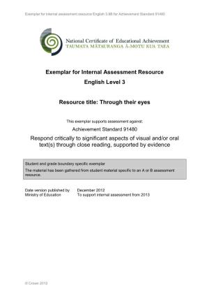 Internal Assessment Resource English 3.9B for Achievement Standard 91480