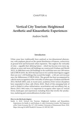 Vertical City Tourism: Heightened Aesthetic and Kinaesthetic Experiences Andrew Smith