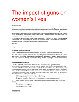 The Impact of Guns on Women' S Lives