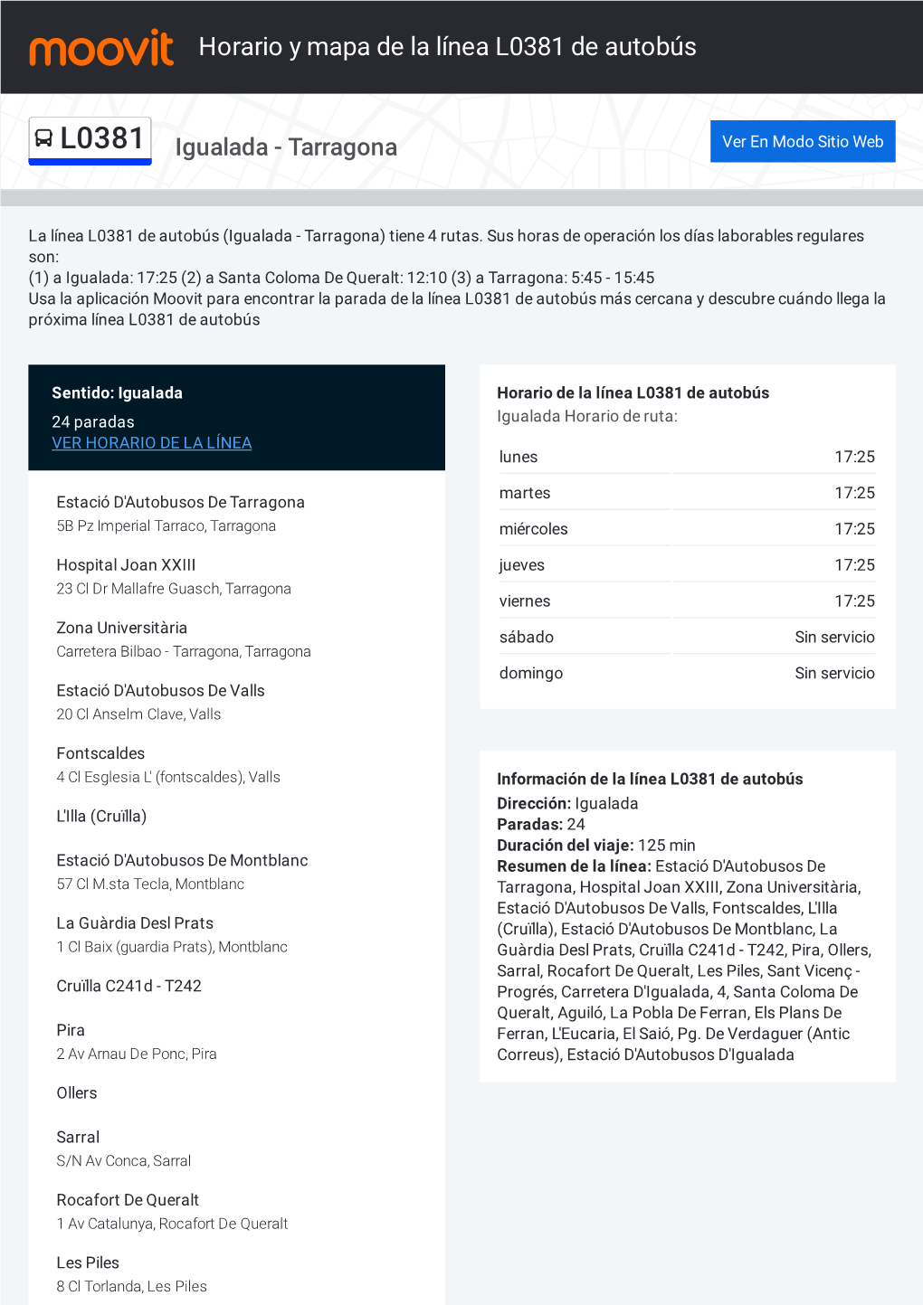 Horario Y Mapa De La Línea L0381 De Autobús - DocsLib