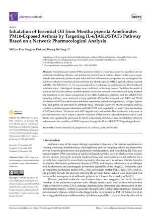 Inhalation of Essential Oil from Mentha Piperita Ameliorates PM10-Exposed Asthma by Targeting IL-6/JAK2/STAT3 Pathway Based on a Network Pharmacological Analysis