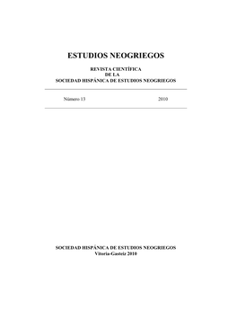 Sociedad Hispánica De Estudios Neogriegos