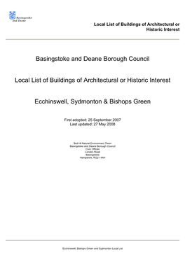 Ecchinswell Sydmonton and Bishops Green Local List.Pdf(PDF) [52