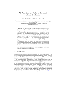 All-Pairs Shortest Paths in Geometric Intersection Graphs