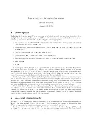 Linear Algebra for Computer Vision