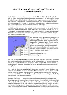 Geschichte Von Wremen Und Land Wursten - Kurzer Überblick