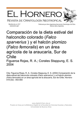 Corales Stappung, ES. "Comparación De La Dieta Estival Del Halco