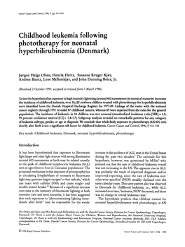 Childhood Leukemia Following Phototherapy for Neonatal Hyperbilirubinemia (Denmark)
