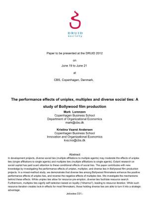 The Performance Effects of Uniplex, Multiplex and Diverse