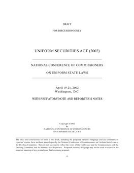 Uniform Securities Act (2002)