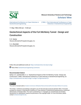 Geotechnical Aspects of the Fort Mchenry Tunnel - Design and Construction