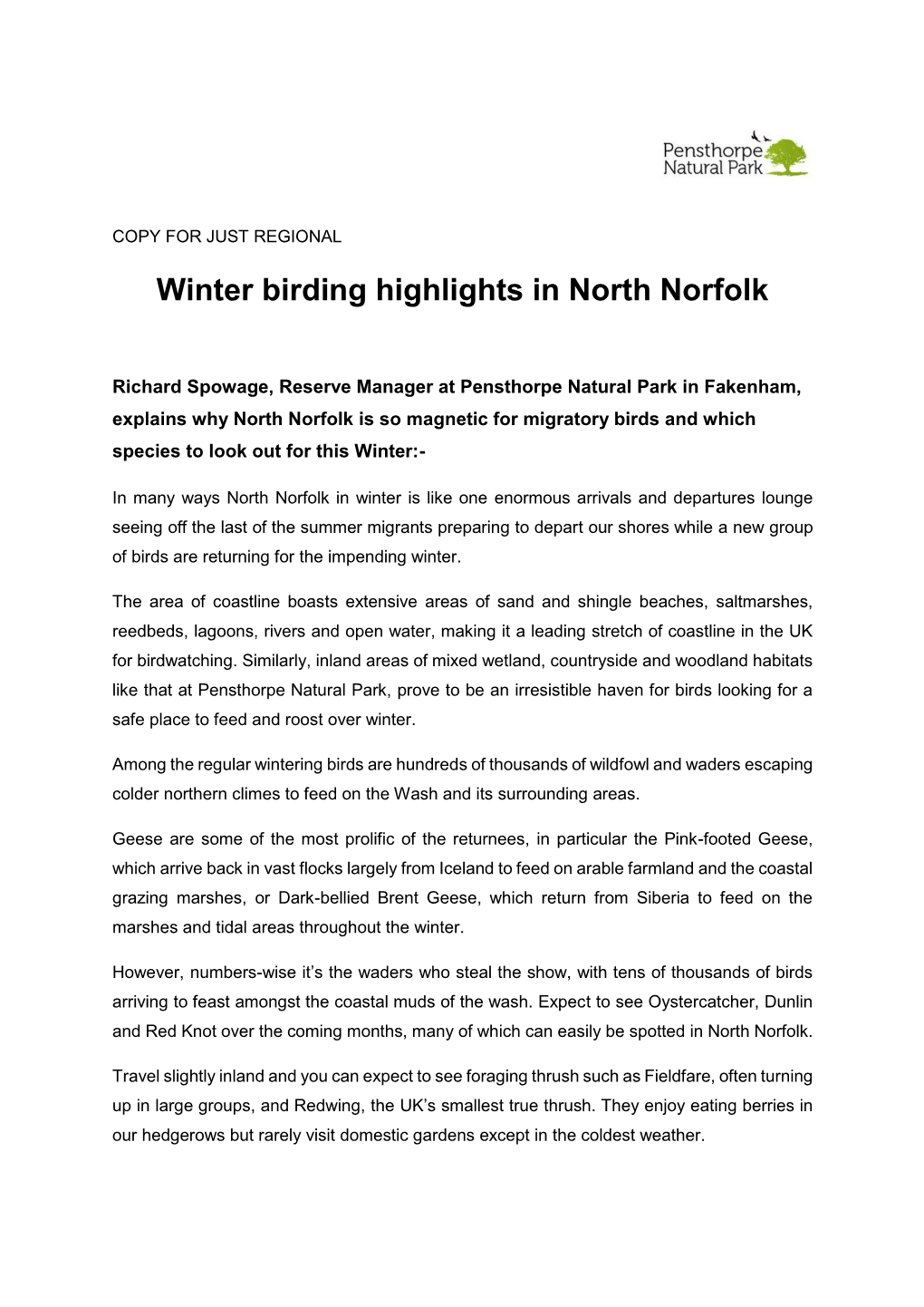 Winter Birding Highlights in North Norfolk