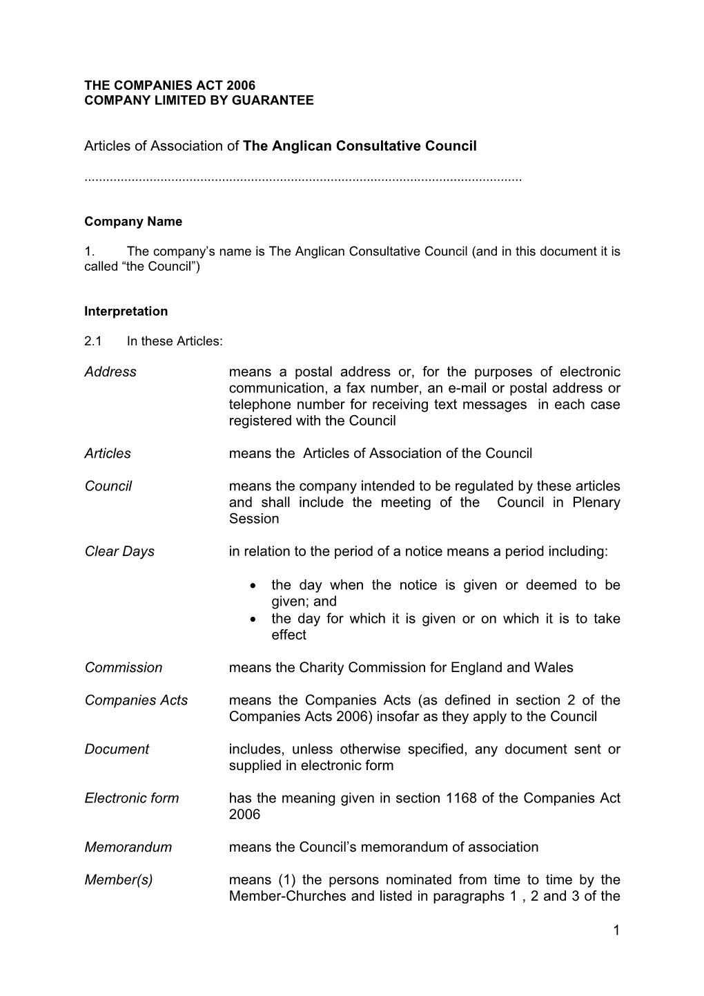 The Constitution of the Anglican Consultative Council