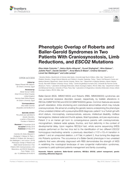 Phenotypic Overlap of Roberts and Baller-Gerold Syndromes in Two Patients with Craniosynostosis, Limb Reductions, and ESCO2 Mutations