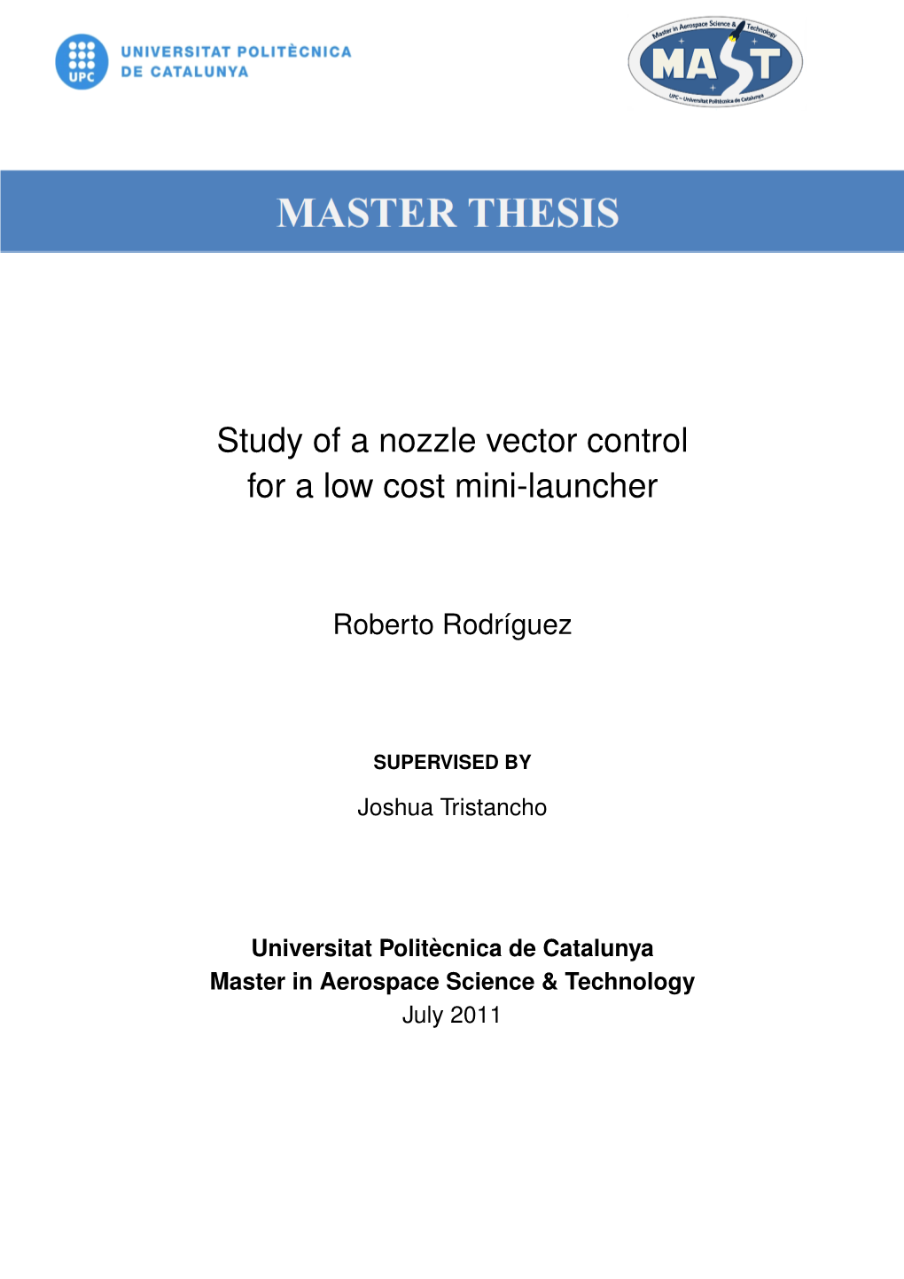 Study of a Nozzle Vector Control for a Low Cost Mini-Launcher