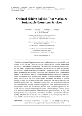 Optimal Fishing Policies That Maximize Sustainable Ecosystem Services