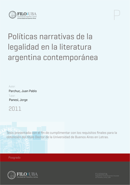 Políticas Narrativas De La Legalidad En La Literatura Argentina Contemporánea