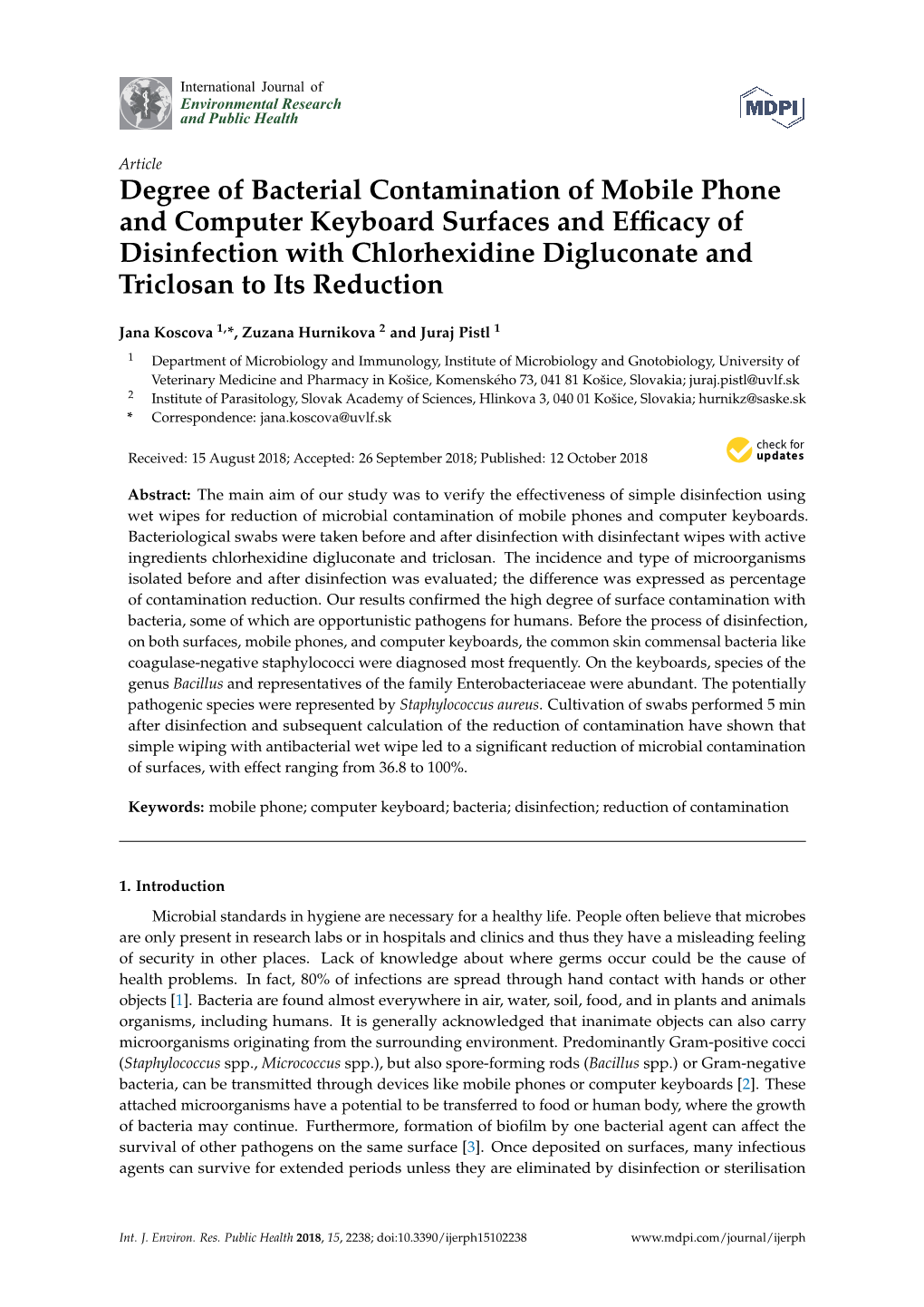 Degree of Bacterial Contamination of Mobile Phone and Computer