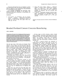 Bonded Portland Cement Concrete Resurfacing