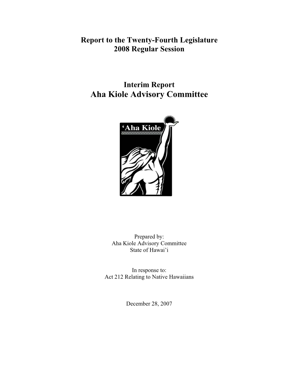 Final Interim Legislative Report 2007