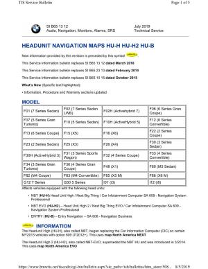 Headunit Navigation Maps Hu-H Hu-H2 Hu-B