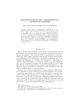 The Structure of the 3-Separations of 3-Connected Matroids